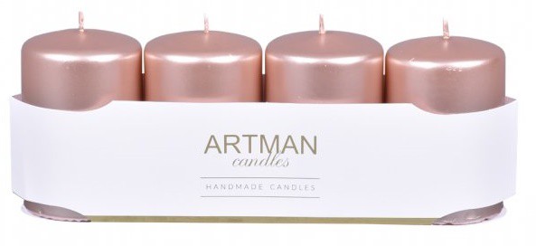 Svíčka Artman 4ks 6x9cm měděná | Svíčky, svícny a lampové oleje